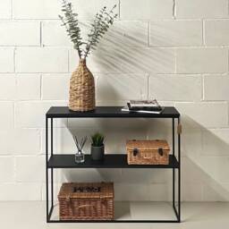 Double Shelf Black Console Table Radiator Cover Sideboard Hallway Furniture - thumbnail 2