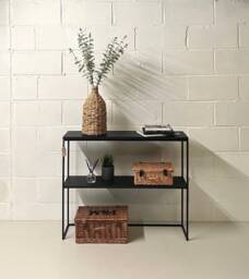 Double Shelf Black Console Table Radiator Cover Sideboard Hallway Furniture - thumbnail 1