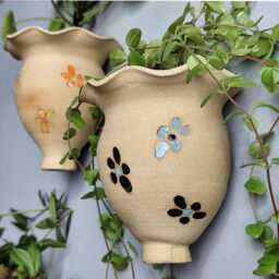 Handmade Ceramic Wall Planter Indoor/Outdoor Hanging Plant Pot - thumbnail 2