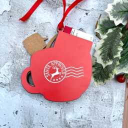 Personalised Hot Chocolate Mug With Snowman Gift Card Holder Christmas Ornament - Name & Santa Approved Stamp - thumbnail 2