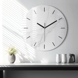 Decorative Marble Glass Clock, White Tempered Abstract Wall Personalized Printed Clock - thumbnail 1