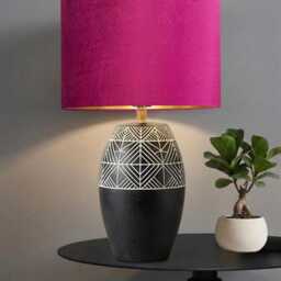 New Luxury Premium Quality Glamour Fuchsia Pink Velvet Fabric With Brushed Silver Lining Lamp Shade Pendant Light in Multi Sizes - thumbnail 2