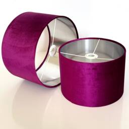 New Luxury Premium Quality Glamour Fuchsia Pink Velvet Fabric With Brushed Silver Lining Lamp Shade Pendant Light in Multi Sizes - thumbnail 3