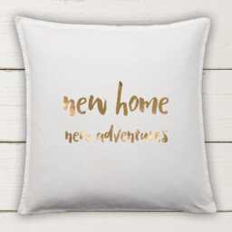 New Home Cushion Cover Cotton Pillow With Metallic Vinyl Quote Decor - thumbnail 2