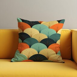 Art Deco Cushion Cover, Geometric Fan Pillow Case, Mid Century Modern Throw Living Room Decor, Retro Accent Case - thumbnail 2