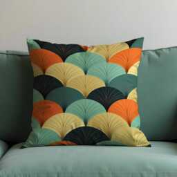 Art Deco Cushion Cover, Geometric Fan Pillow Case, Mid Century Modern Throw Living Room Decor, Retro Accent Case - thumbnail 3