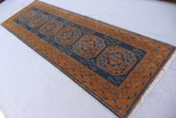 10 Ft Ersari Runner Rug, Afghan Hand Knotted Veg Dyes Wool Oriental Turkmen Tribal Hallway Runner, Kitchen 3x10 - thumbnail 1