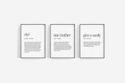 Scottish Poster Prints - Set Of Scotland Slang Gift Unique Ideas Themed Wall Art Dictionary - thumbnail 1