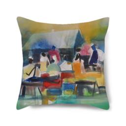Decorative Pillow Cover, Family Reunion Art, African American Pillow, Black Home Decor, & Living, Throw - thumbnail 1