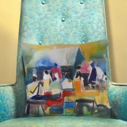 Decorative Pillow Cover, Family Reunion Art, African American Pillow, Black Home Decor, & Living, Throw - thumbnail 3