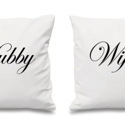 Couples Cushion Covers Hubby Wifey Wedding Christmas Valentines Anniversary - thumbnail 2