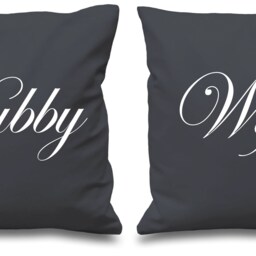 Couples Cushion Covers Hubby Wifey Wedding Christmas Valentines Anniversary - thumbnail 3
