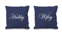 Couples Cushion Covers Hubby Wifey Wedding Christmas Valentines Anniversary - thumbnail 1