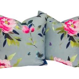 Bluebellgray - Teal Butterfly Stunning Floral Designer Cushion Cover Luxury Throw Pillow Handmade Home Decor - thumbnail 2