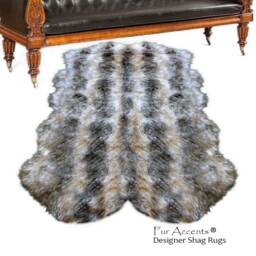 Faux Sheepskin Rug - Gray & Off White Quatro Pelt, Usa Made