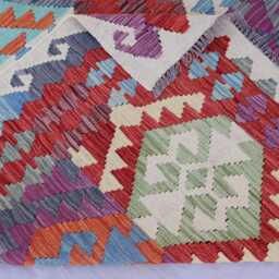7x10 Large Area Rug, Afghan Modern Geometric Kilim Wool Handmade Boho Oriental Turkmen Living Room Bedroom Rug - thumbnail 4