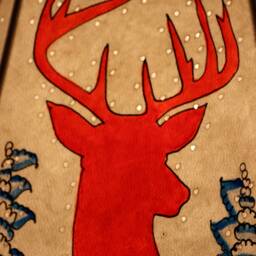 Red Deer With Floral Design Leather Lampshade/ Table Christmas Gift/Floor Lampshade - thumbnail 3