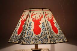 Red Deer With Floral Design Leather Lampshade/ Table Christmas Gift/Floor Lampshade