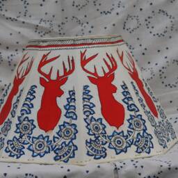 Red Deer With Floral Design Leather Lampshade/ Table Christmas Gift/Floor Lampshade - thumbnail 4