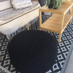 Crochet Pouf Ottoman, Cotton Floor Seating Pillow, Round Footstool Pouffe, Boho Home Decor - thumbnail 2