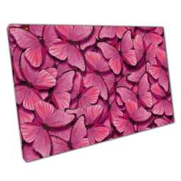 Layered Pink Butterfly Collage Abstract Canvas Print Nature-Inspired Wall Art For Home & Office - thumbnail 1