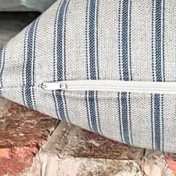 1512. Handmade Blue Harrop Stripe Linen Blend Cushion Cover, 12x12 - thumbnail 2
