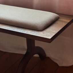 Solid Walnut Larsen Fabric Bench - Luxury Handcrafted UK Furniture Home Decor - thumbnail 3