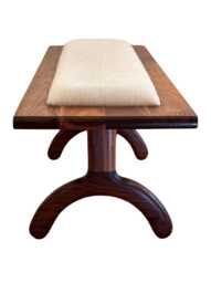 Solid Walnut Larsen Fabric Bench - Luxury Handcrafted UK Furniture Home Decor - thumbnail 1