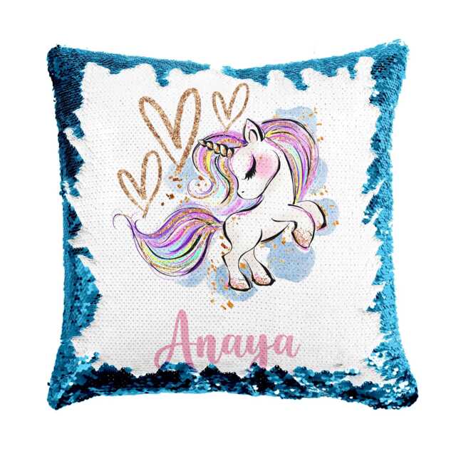 Personalised Magical Unicorn Sequin Cushion - Reversible Sparkle Pillow - Personalized Gift Flip Sequins Decor For Kids - image 1