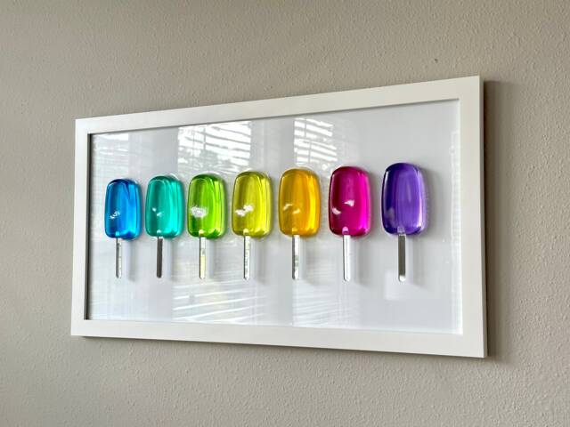 Large Rainbow Popsicle Resin Wall Art Handmade Pop Art Decor - 12x24 - image 1