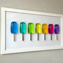 Large Rainbow Popsicle Resin Wall Art Handmade Pop Art Decor - 12x24 - thumbnail 2