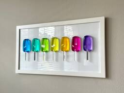 Large Rainbow Popsicle Resin Wall Art Handmade Pop Art Decor - 12x24