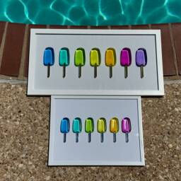 Large Rainbow Popsicle Resin Wall Art Handmade Pop Art Decor - 12x24 - thumbnail 4