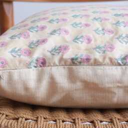 "Block Print Pillow Cover Floral Batik, Ethnic Indian Design - 20"" X 20" - thumbnail 4