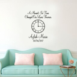 Personalised Kids Birth Date Vinyl Wall Art Clocks Stickers - thumbnail 3