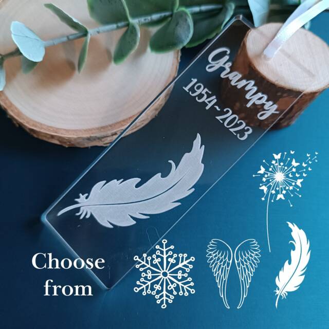 Hanging Christmas Tree Ornament - Personalised Decoration Snowflake Loss Of Loved One Dandelion Angel Wings - image 1