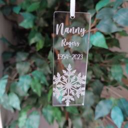 Hanging Christmas Tree Ornament - Personalised Decoration Snowflake Loss Of Loved One Dandelion Angel Wings - thumbnail 3