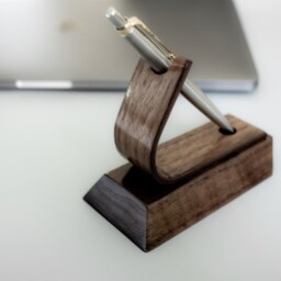 Modern Oak Pen Stand Bent Wood Desk Accessory - thumbnail 3