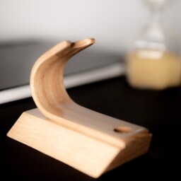 Modern Oak Pen Stand Bent Wood Desk Accessory - thumbnail 4