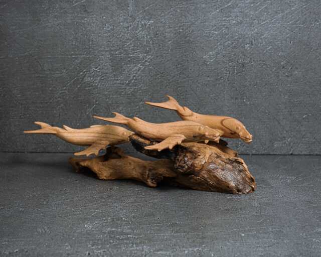 Hand Carved Wooden Whale Statue Tropical Home Decor, 11 - image 1