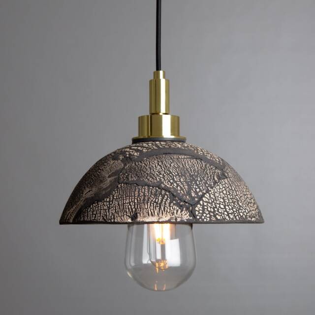 Kingii Ceramic Dome Bathroom Pendant Light Black Clay 7.75'' Ip44 - image 1
