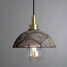 Kingii Ceramic Dome Bathroom Pendant Light Black Clay 7.75'' Ip44