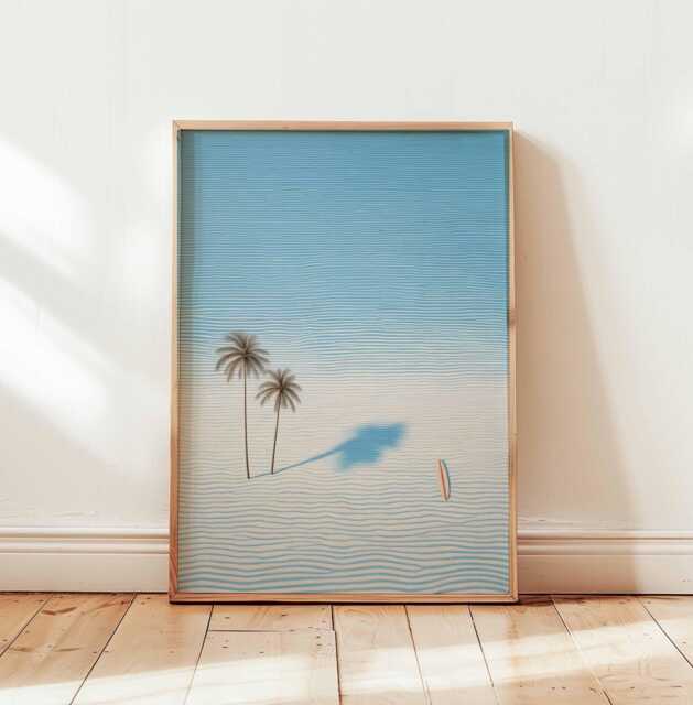 Blue Surfing Poster, Retro Surf Print, Beachy Wall Art, Summer Ocean Dopamine Decor, Beach Coastal Decor - image 1