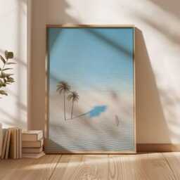 Blue Surfing Poster, Retro Surf Print, Beachy Wall Art, Summer Ocean Dopamine Decor, Beach Coastal Decor - thumbnail 2