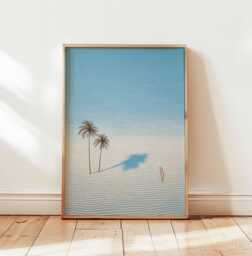 Blue Surfing Poster, Retro Surf Print, Beachy Wall Art, Summer Ocean Dopamine Decor, Beach Coastal Decor - thumbnail 1