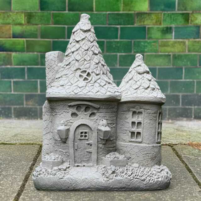 Concrete Fairy Cottage Statue Stone House Sculpture Outdoor Yard Ornament Cute Figurine Handmade Cement Garden Art Gift - image 1