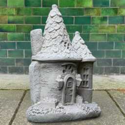 Concrete Fairy Cottage Statue Stone House Sculpture Outdoor Yard Ornament Cute Figurine Handmade Cement Garden Art Gift - thumbnail 3