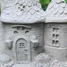 Concrete Fairy Cottage Statue Stone House Sculpture Outdoor Yard Ornament Cute Figurine Handmade Cement Garden Art Gift - thumbnail 2