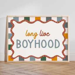 Personalised Gallery Wall Set Of 6 in Bright Colours, Toddler Boy Nursery Bedroom Prints, Prints For Playroom, Boyhood, World Map - thumbnail 3