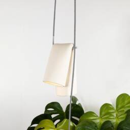 Handmade Ceramic Pendant Light Sculptural White Clay Hanging Lamp, Braided Cable, Minimalist Contemporary Lighting